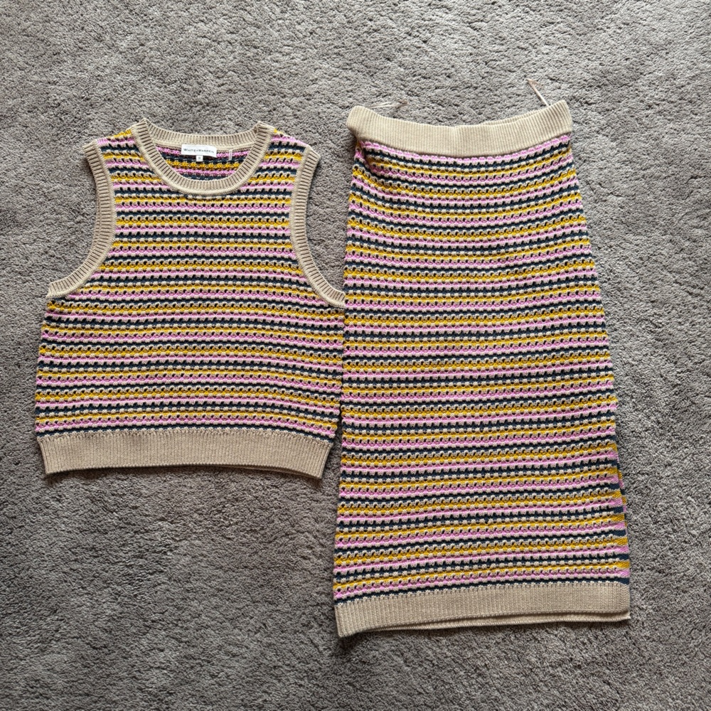 White + Warren Multicolor Striped Cotton Linen Set - Picture 1 of 9
